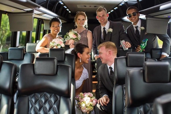 school bus for wedding event